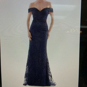 Mother of the bride/groom size 10, navy blue sequin off the shoulder gown.